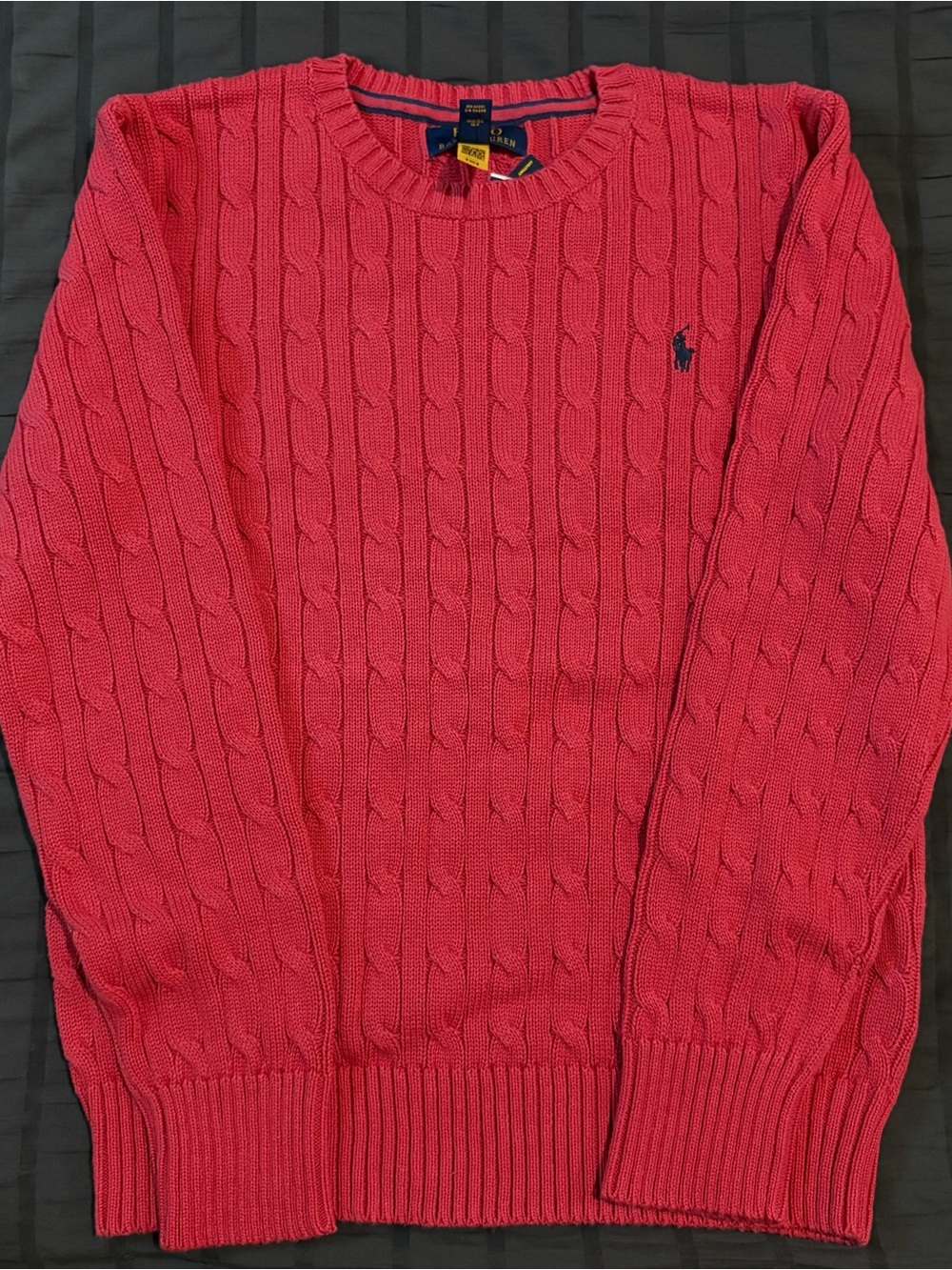 Ralph Lauren Kids Red Crewneck Cable Knit Sweater & Fits Women’s Small
